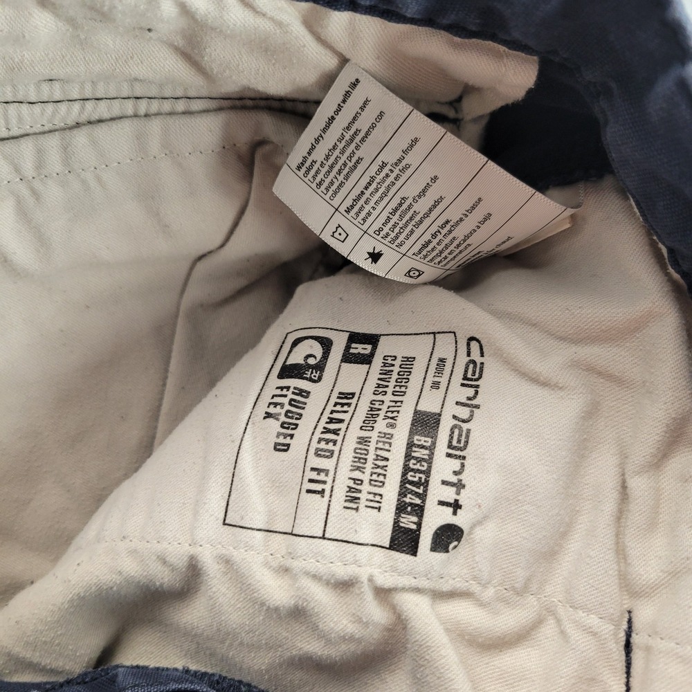Carhartt Pants Mens 34x30 Blue Rugged Flex Relaxed Fit Canvas Cargo BN3574-M - Picture 8 of 11